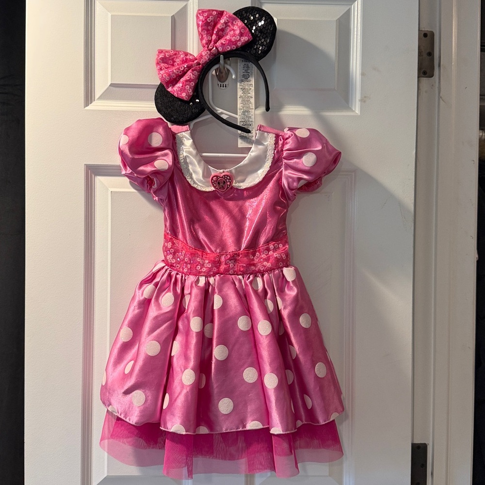 Disney Pink and White Minnie Mouse Polka Dot Costume with Ears Headband